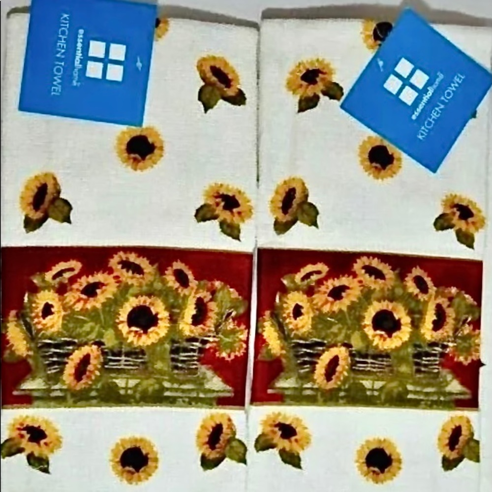 Set of 2 Sunflower Kitchen Hand Towels New